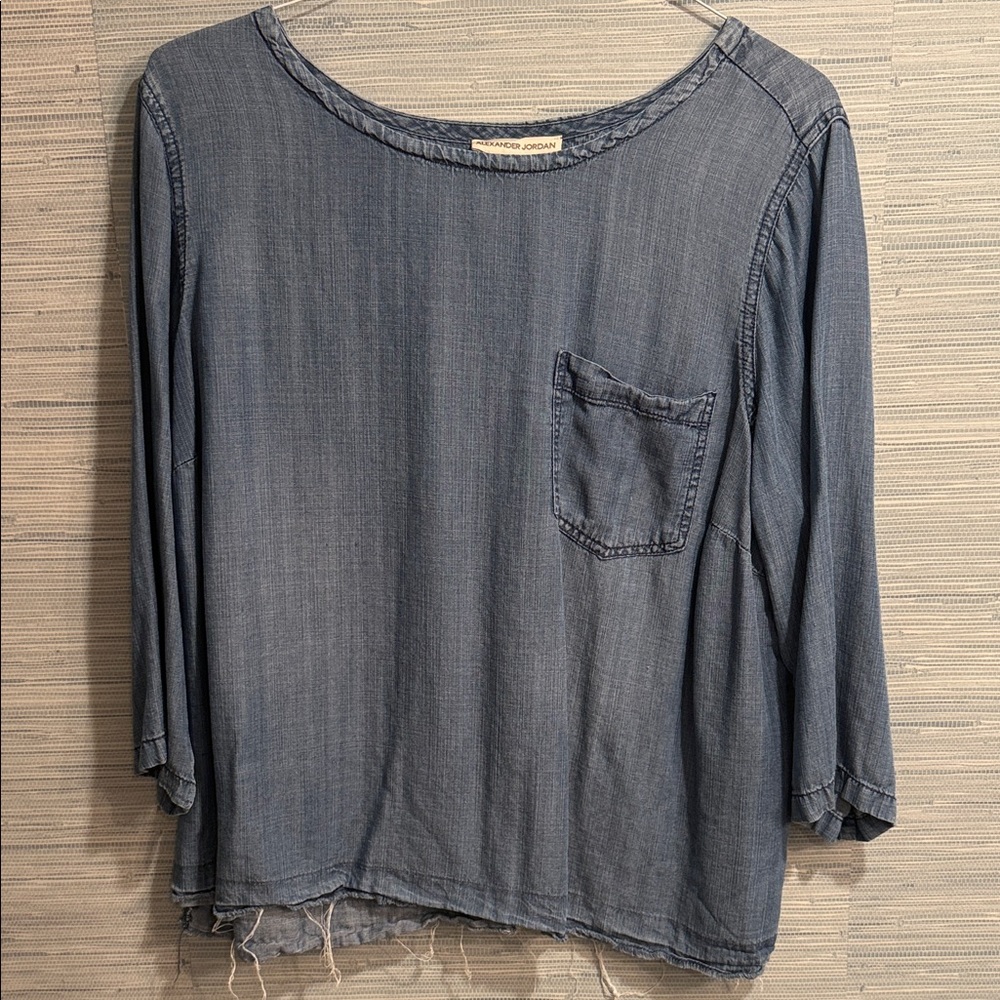 Women's Blue Denim Blouse with Pocket